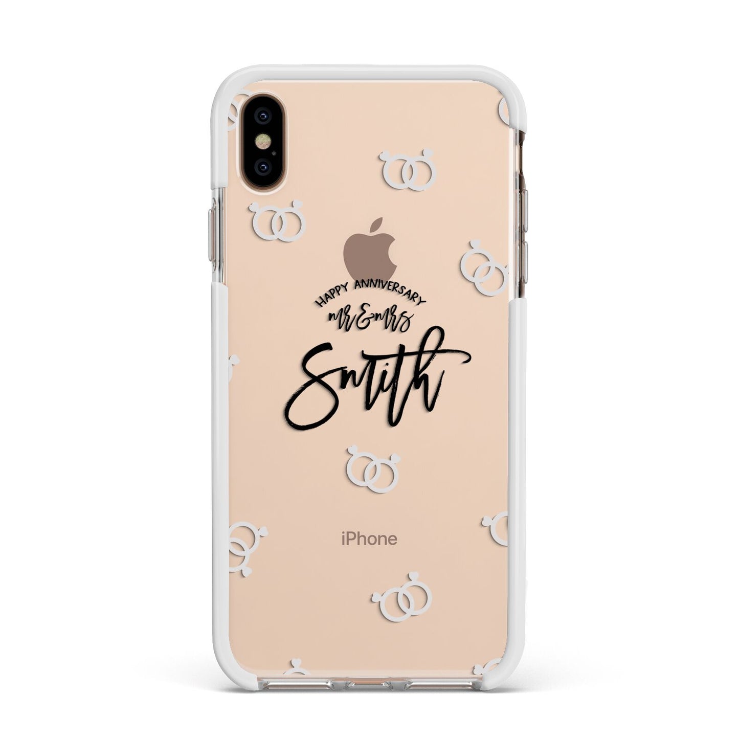 Personalised Anniversary Monochrome Apple iPhone Xs Max Impact Case White Edge on Gold Phone