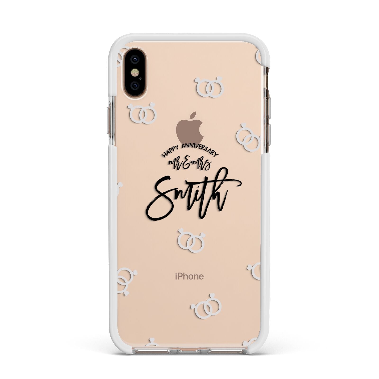 Personalised Anniversary Monochrome Apple iPhone Xs Max Impact Case White Edge on Gold Phone