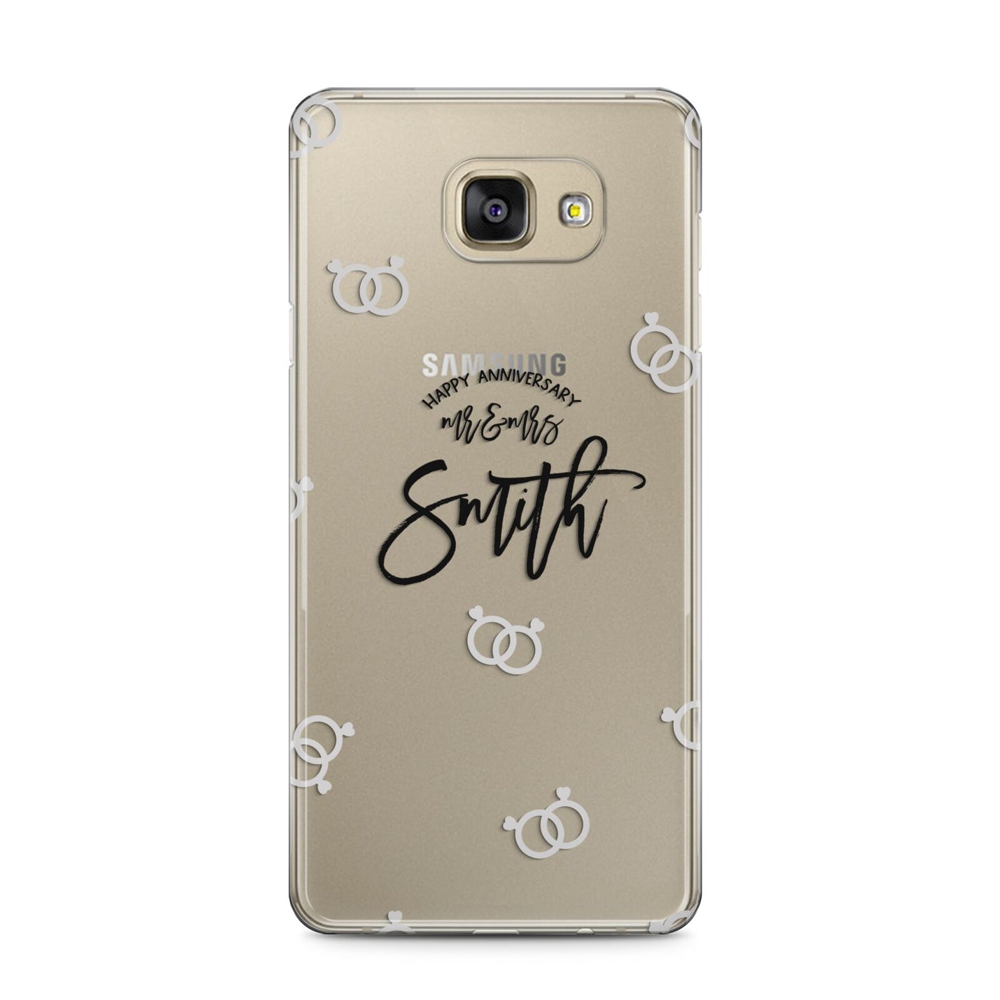 Personalised Anniversary Monochrome Samsung Galaxy A5 2016 Case on gold phone