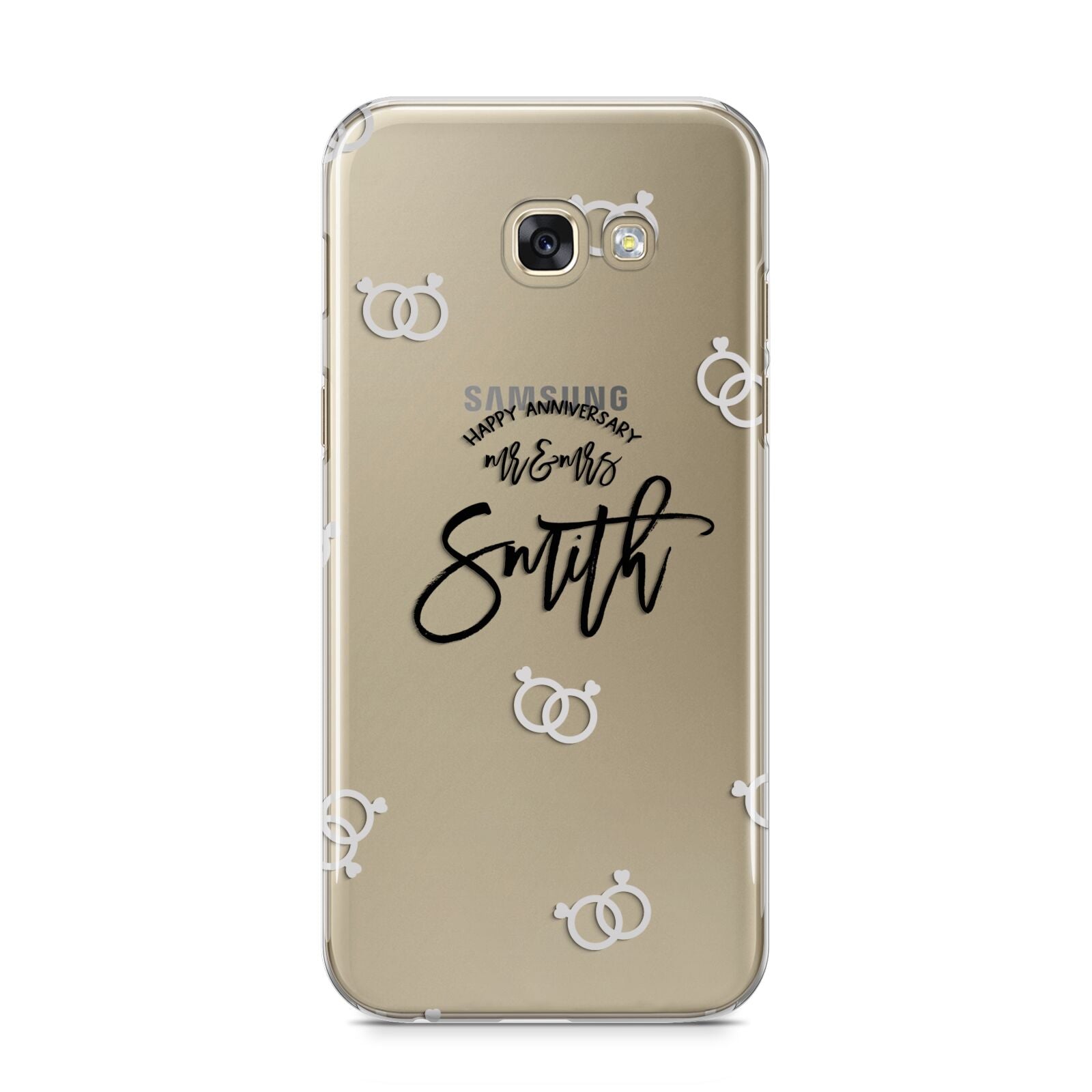 Personalised Anniversary Monochrome Samsung Galaxy A5 2017 Case on gold phone