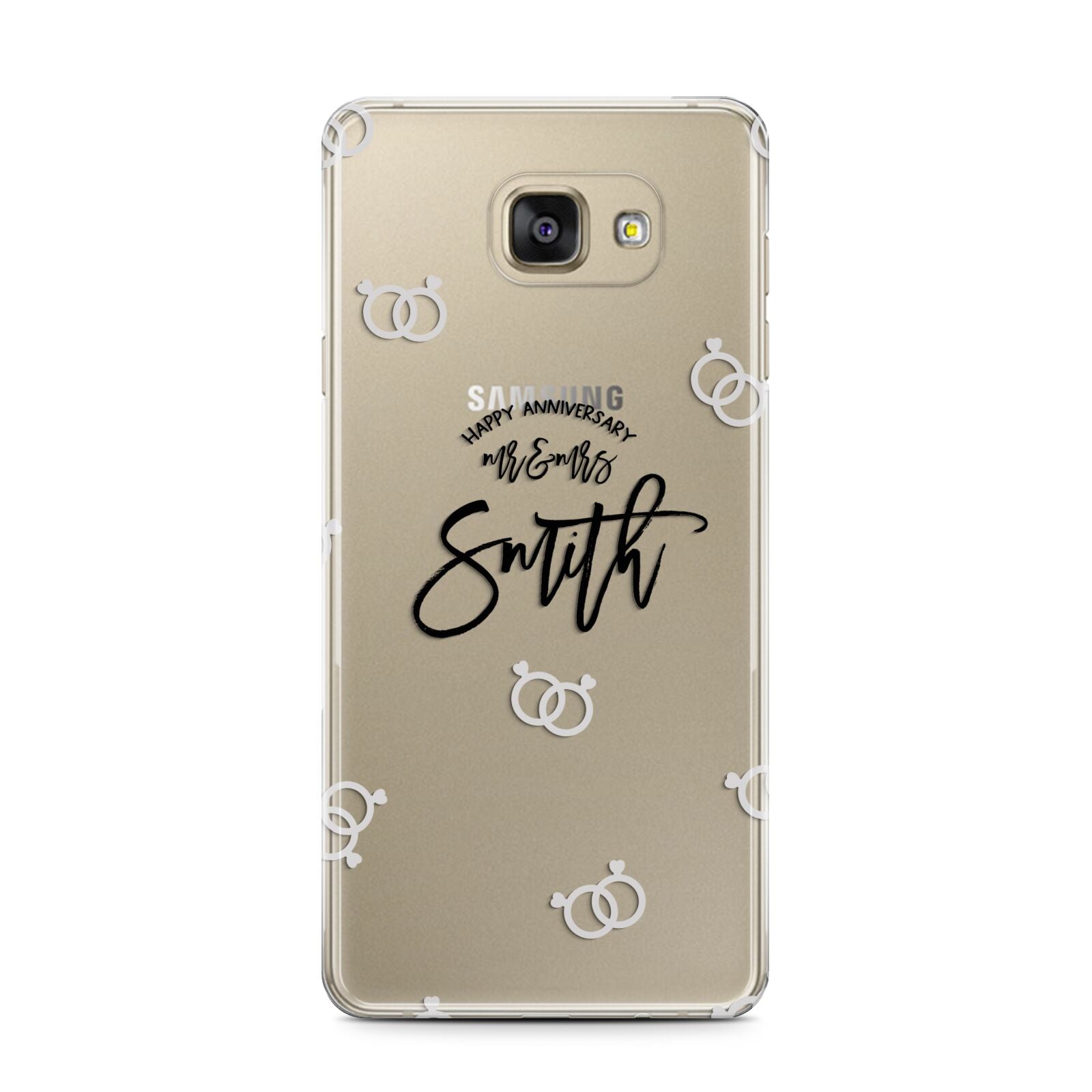 Personalised Anniversary Monochrome Samsung Galaxy A7 2016 Case on gold phone