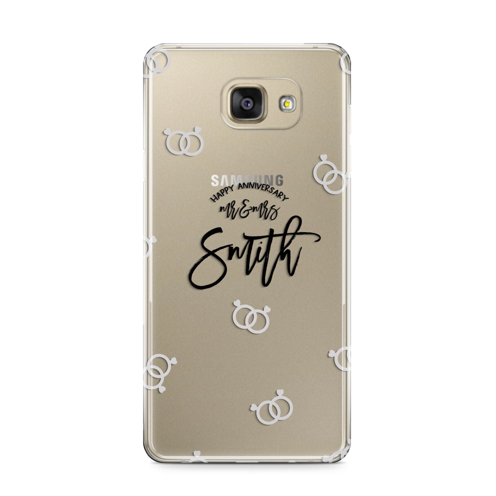 Personalised Anniversary Monochrome Samsung Galaxy A9 2016 Case on gold phone