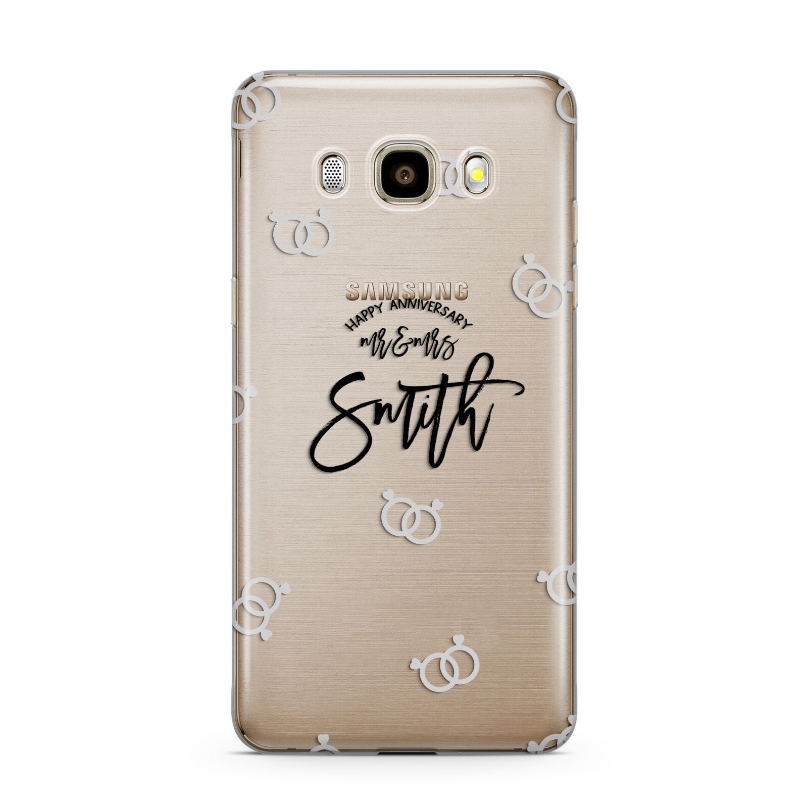 Personalised Anniversary Monochrome Samsung Galaxy J7 2016 Case on gold phone