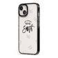 Personalised Anniversary Monochrome iPhone 13 Black Impact Case Side Angle on Silver phone