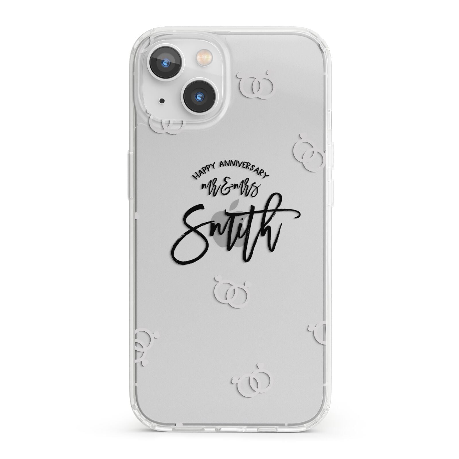 Personalised Anniversary Monochrome iPhone 13 Clear Bumper Case