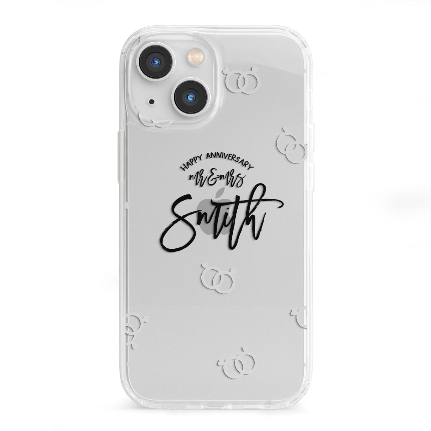 Personalised Anniversary Monochrome iPhone 13 Mini Clear Bumper Case