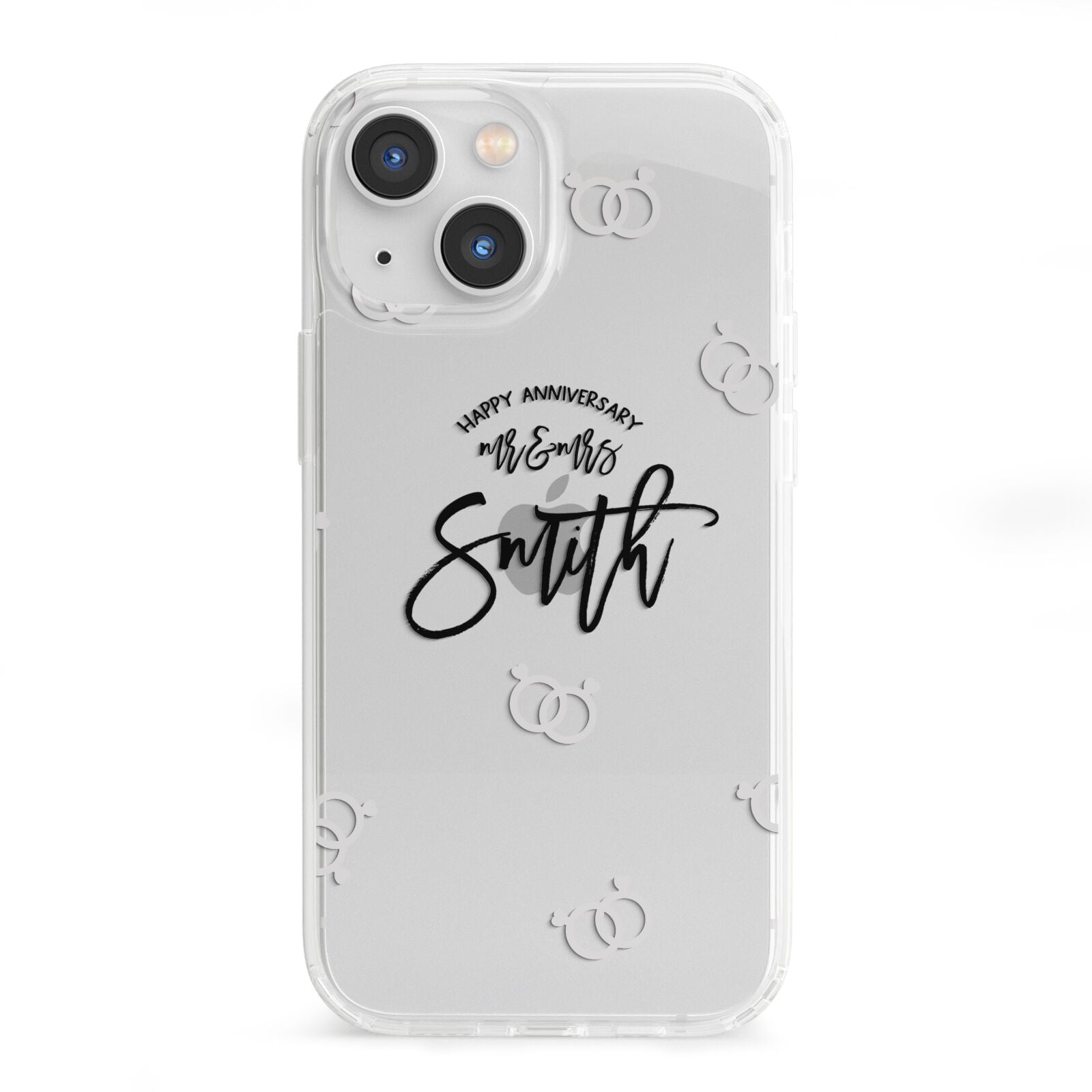 Personalised Anniversary Monochrome iPhone 13 Mini Clear Bumper Case