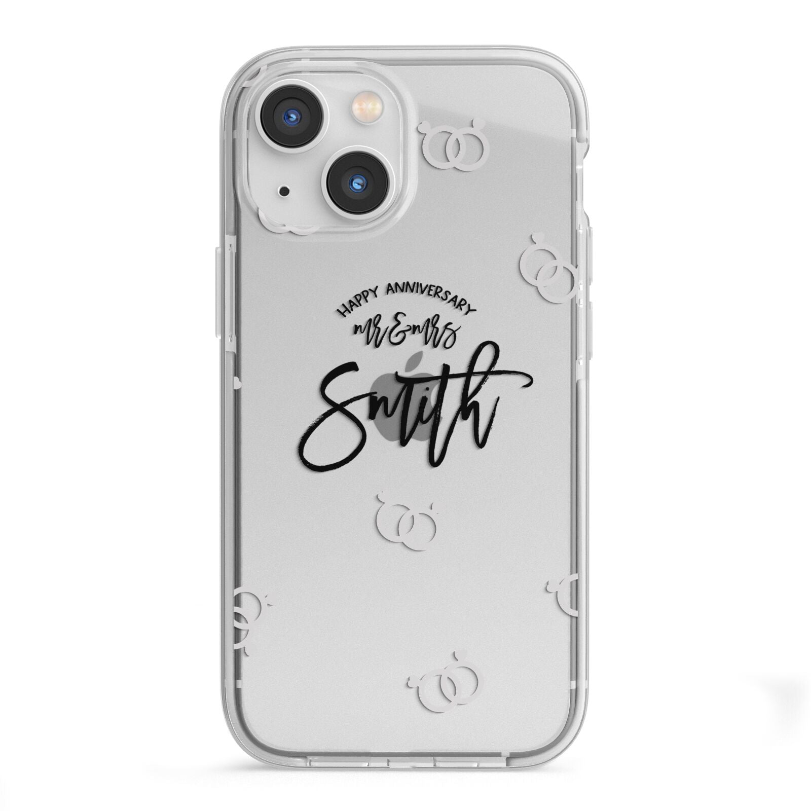 Personalised Anniversary Monochrome iPhone 13 Mini TPU Impact Case with White Edges