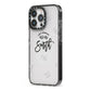 Personalised Anniversary Monochrome iPhone 13 Pro Black Impact Case Side Angle on Silver phone