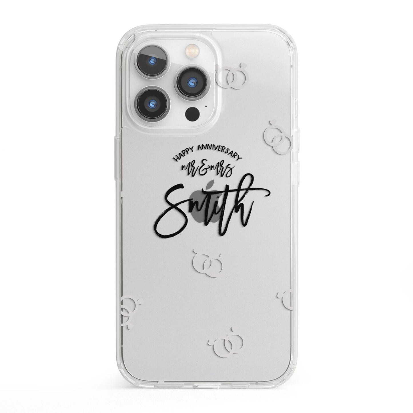 Personalised Anniversary Monochrome iPhone 13 Pro Clear Bumper Case