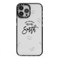 Personalised Anniversary Monochrome iPhone 13 Pro Max Black Impact Case on Silver phone