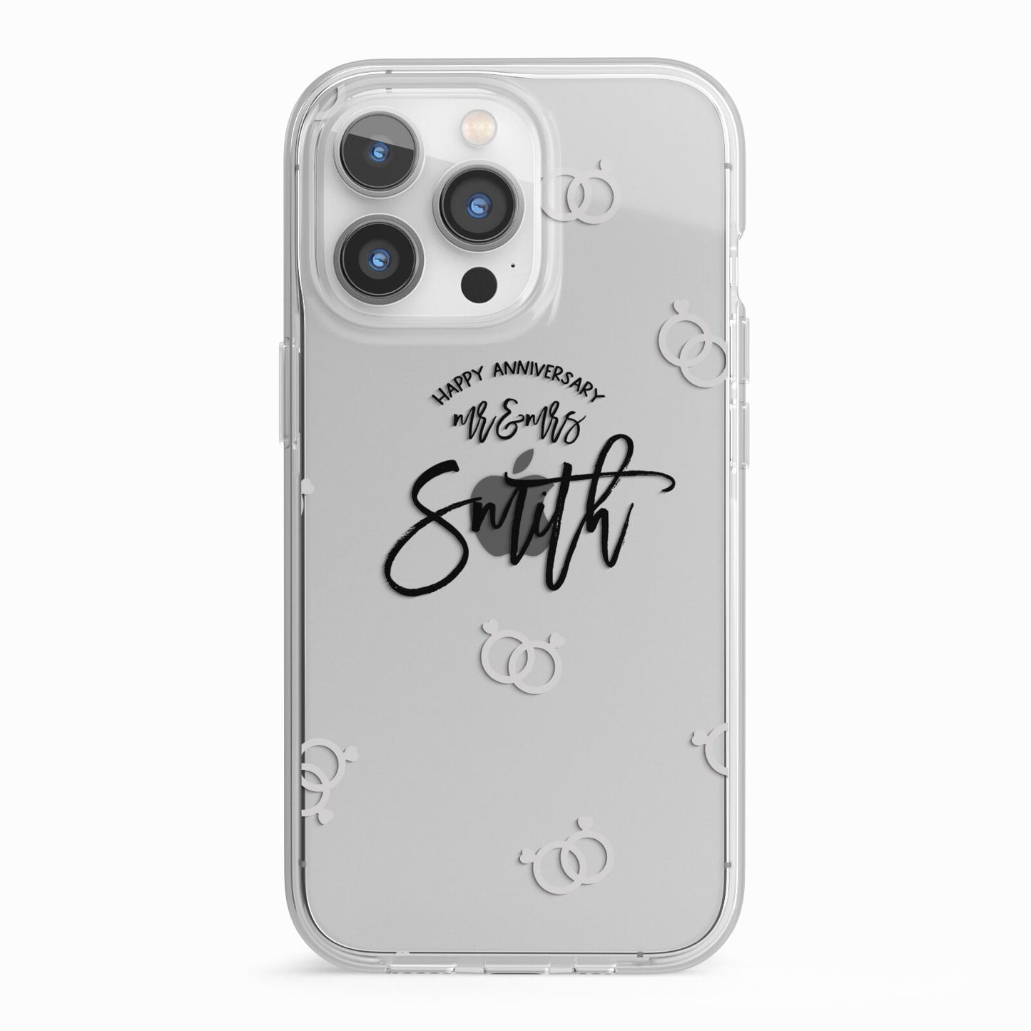 Personalised Anniversary Monochrome iPhone 13 Pro TPU Impact Case with White Edges