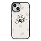 Personalised Anniversary Monochrome iPhone 14 Black Impact Case on Silver phone
