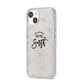 Personalised Anniversary Monochrome iPhone 14 Glitter Tough Case Starlight Angled Image