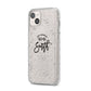 Personalised Anniversary Monochrome iPhone 14 Plus Glitter Tough Case Starlight Angled Image