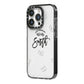 Personalised Anniversary Monochrome iPhone 14 Pro Black Impact Case Side Angle on Silver phone