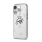 Personalised Anniversary Monochrome iPhone 14 Pro Clear Tough Case Silver Angled Image