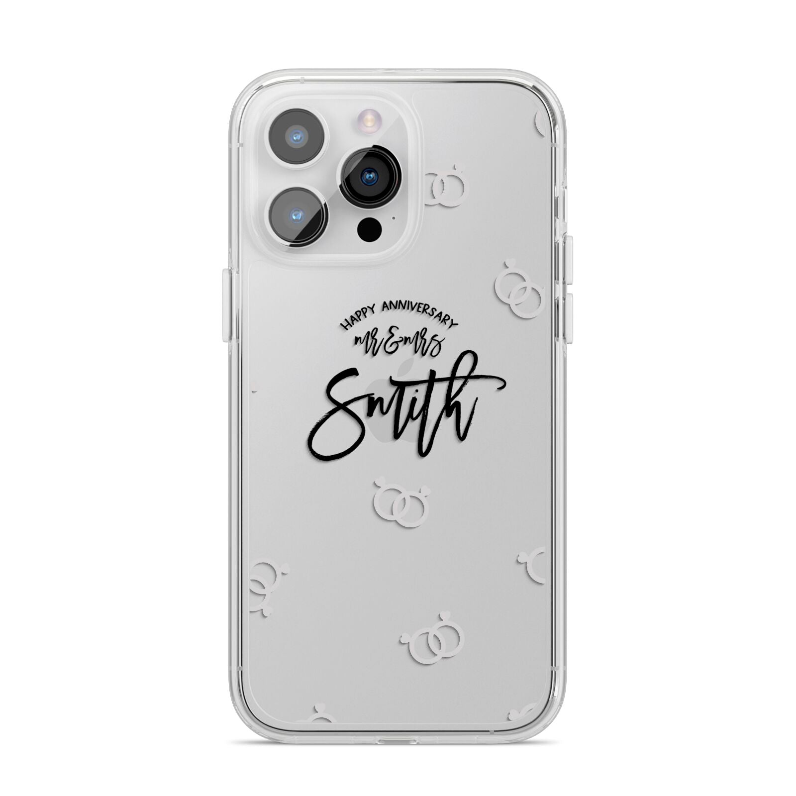 Personalised Anniversary Monochrome iPhone 14 Pro Max Clear Tough Case Silver