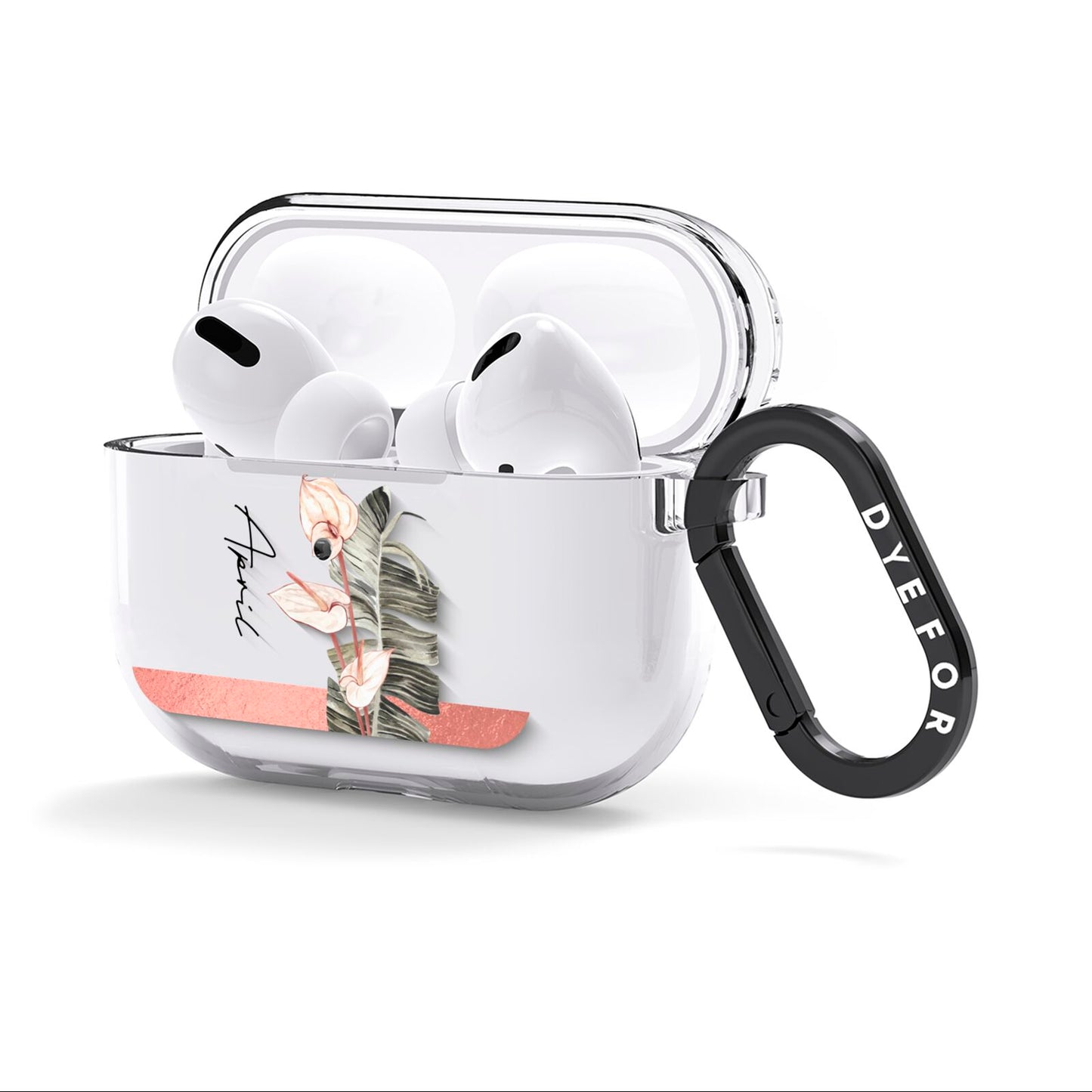 Personalised Anthurium AirPods Clear Case 3rd Gen Side Image
