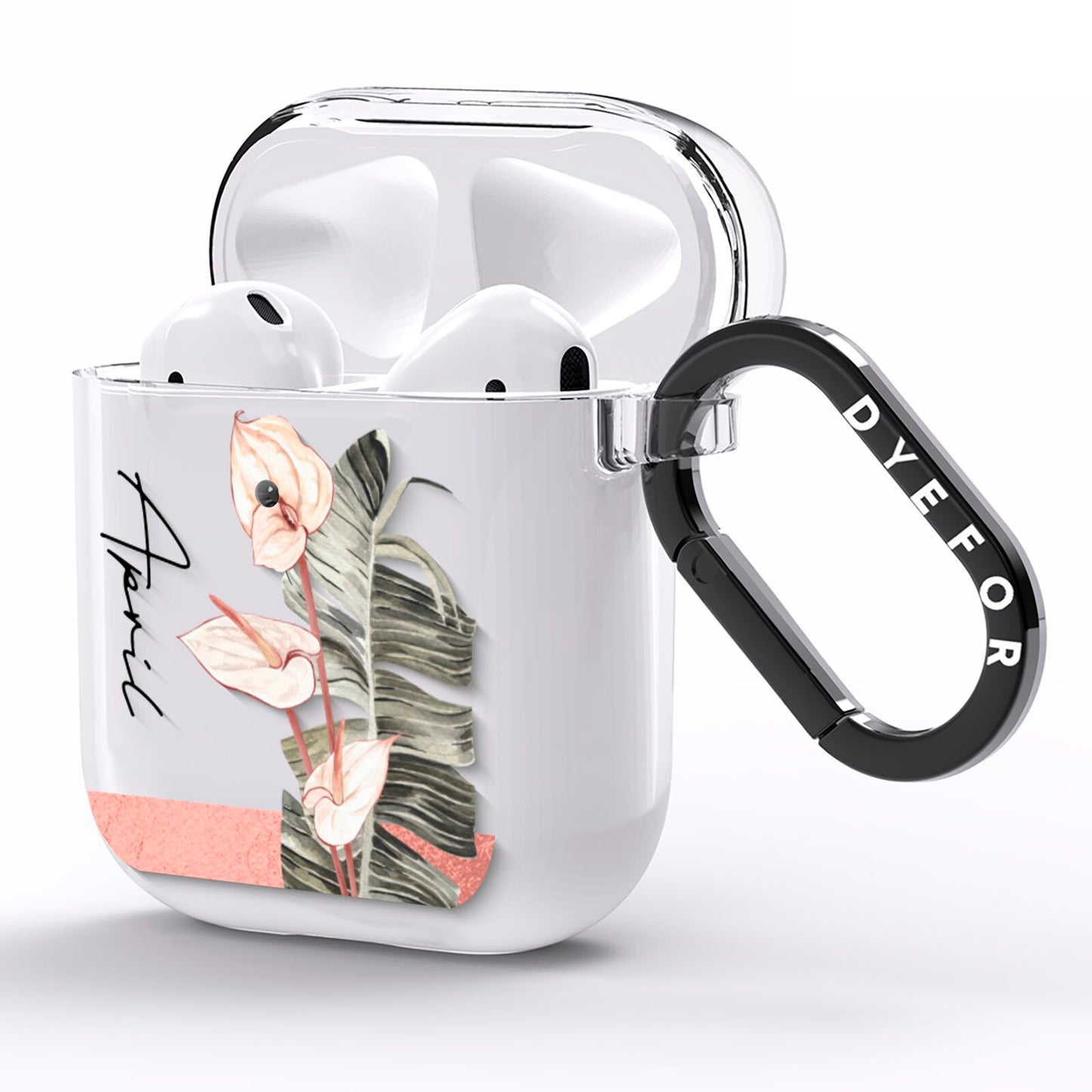 Personalised Anthurium AirPods Clear Case Side Image