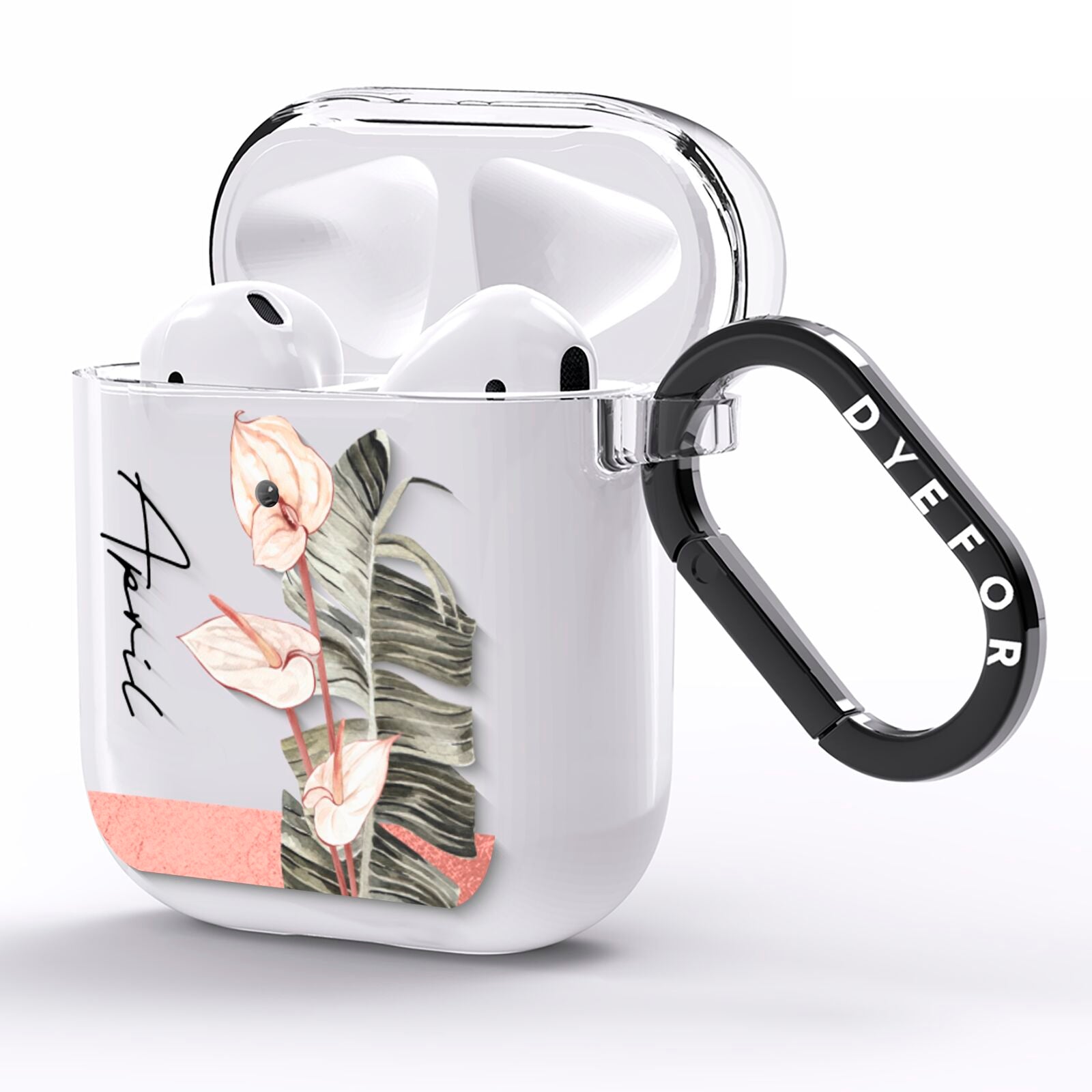 Personalised Anthurium AirPods Clear Case Side Image
