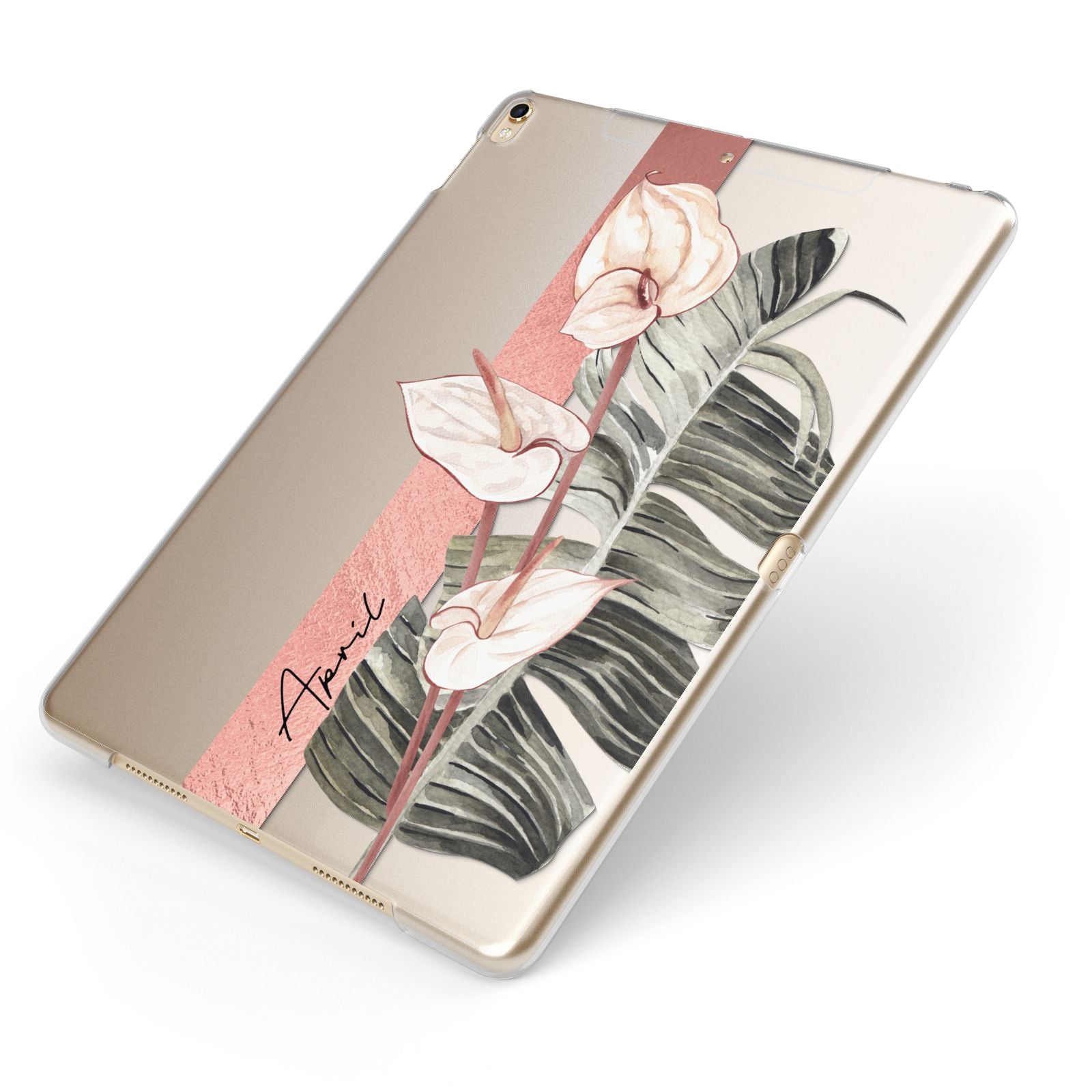 Personalised Anthurium Apple iPad Case on Gold iPad Side View