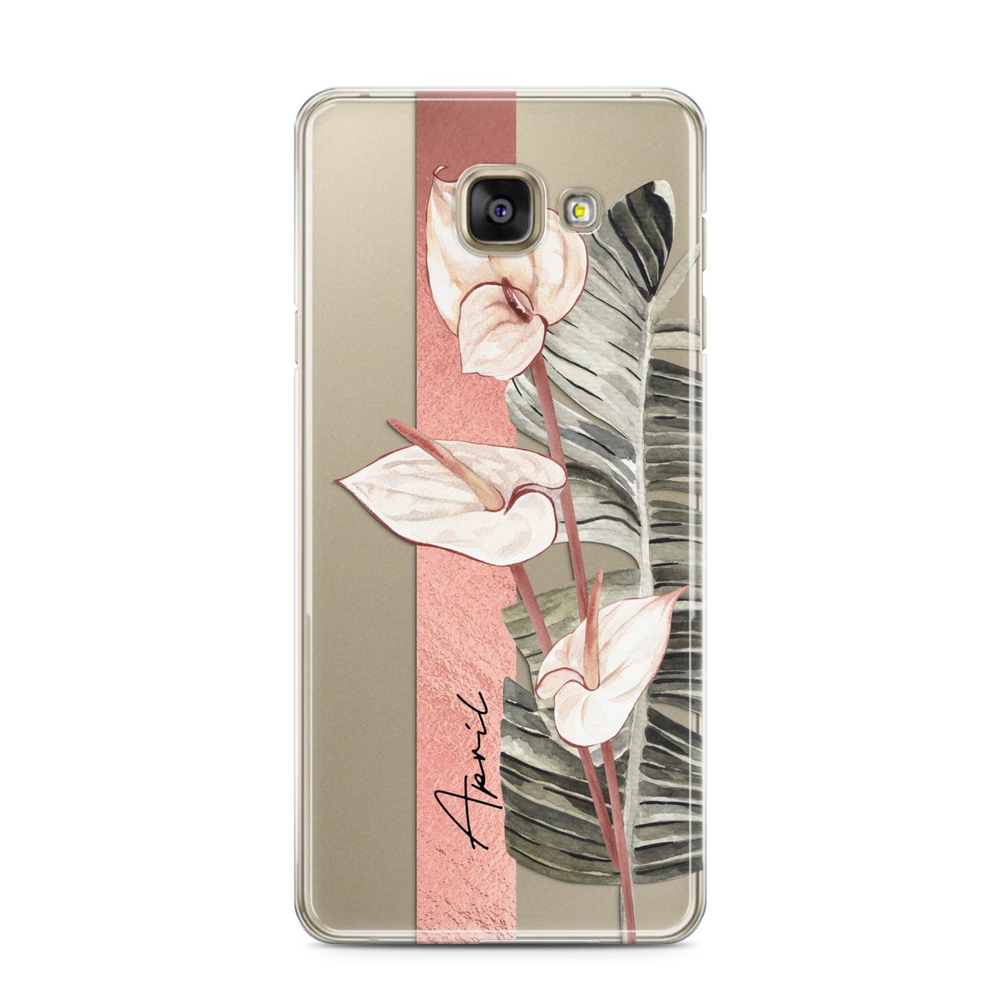 Personalised Anthurium Samsung Galaxy A3 2016 Case on gold phone
