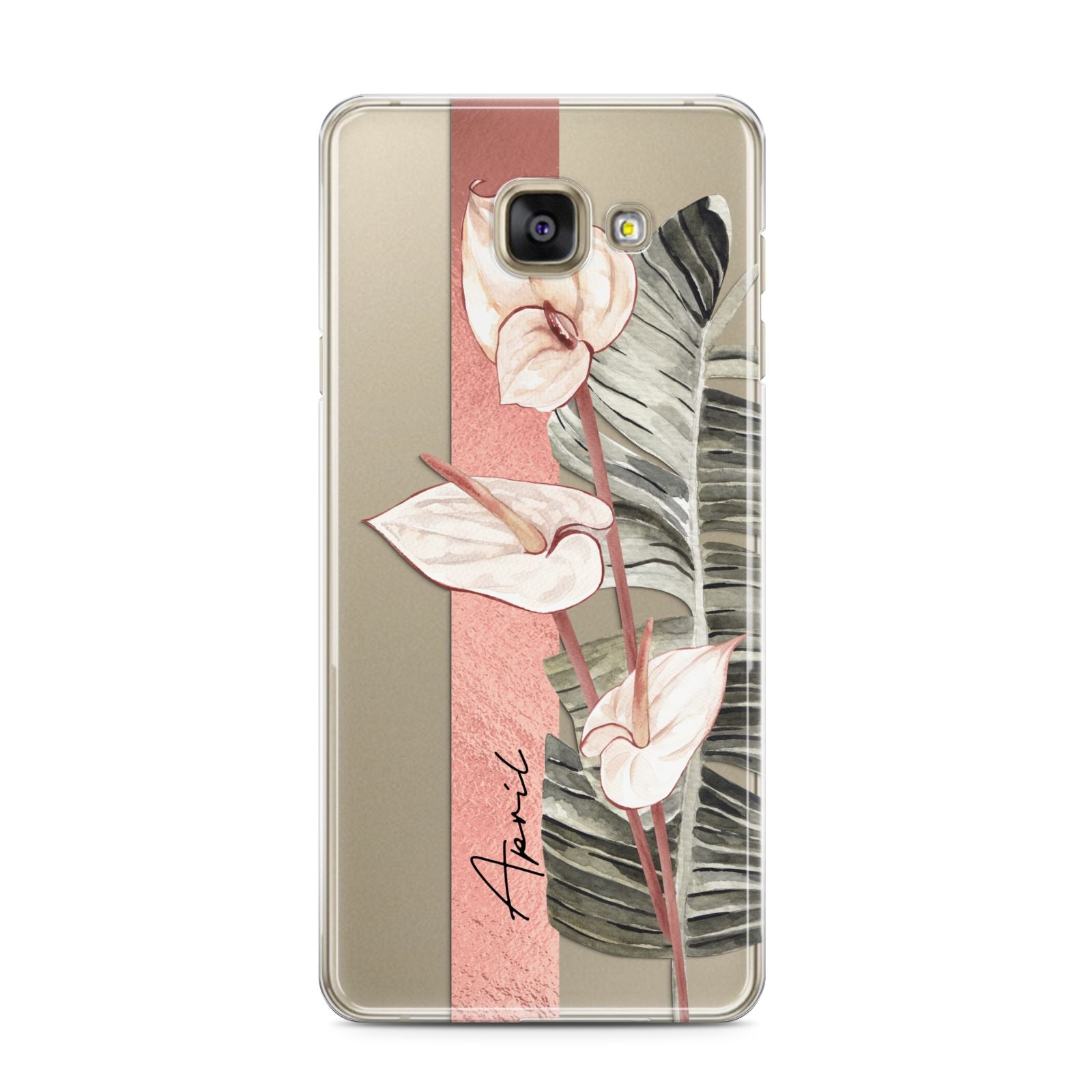 Personalised Anthurium Samsung Galaxy A3 2016 Case on gold phone