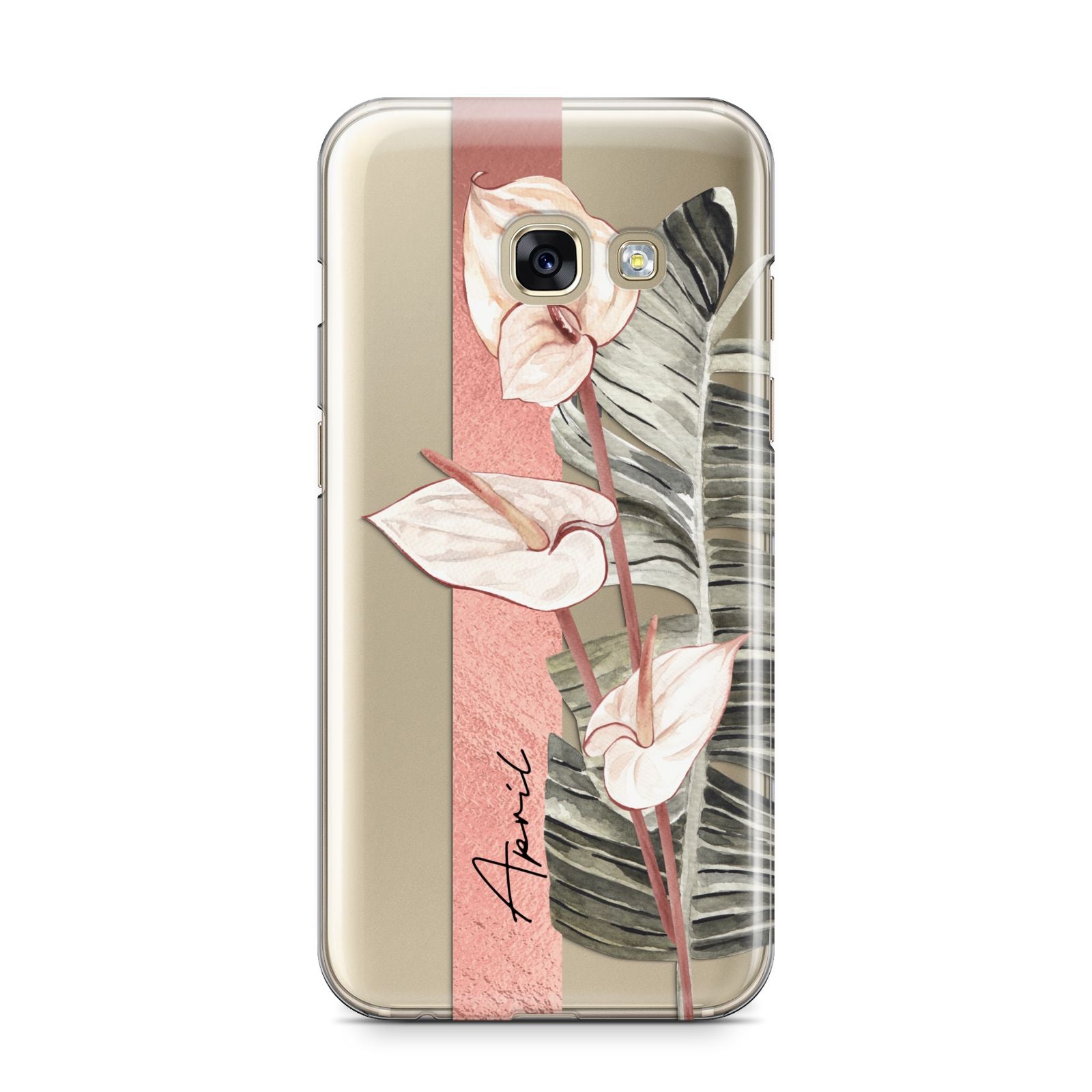 Personalised Anthurium Samsung Galaxy A3 2017 Case on gold phone