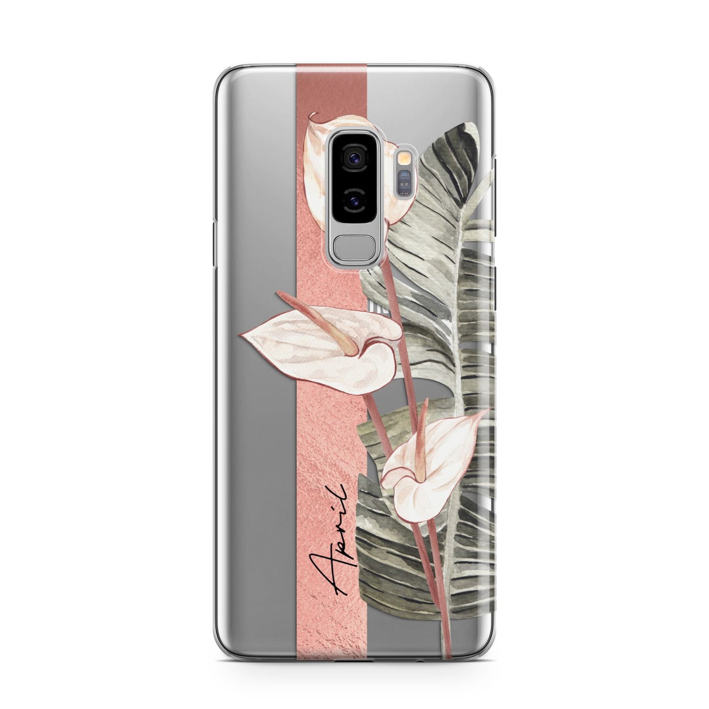 Personalised Anthurium Samsung Galaxy S9 Plus Case on Silver phone