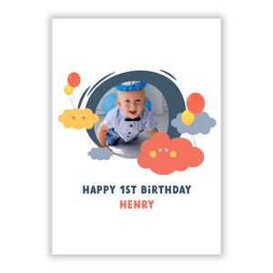 Personalised Any Age Birthday Clouds Greetings Card