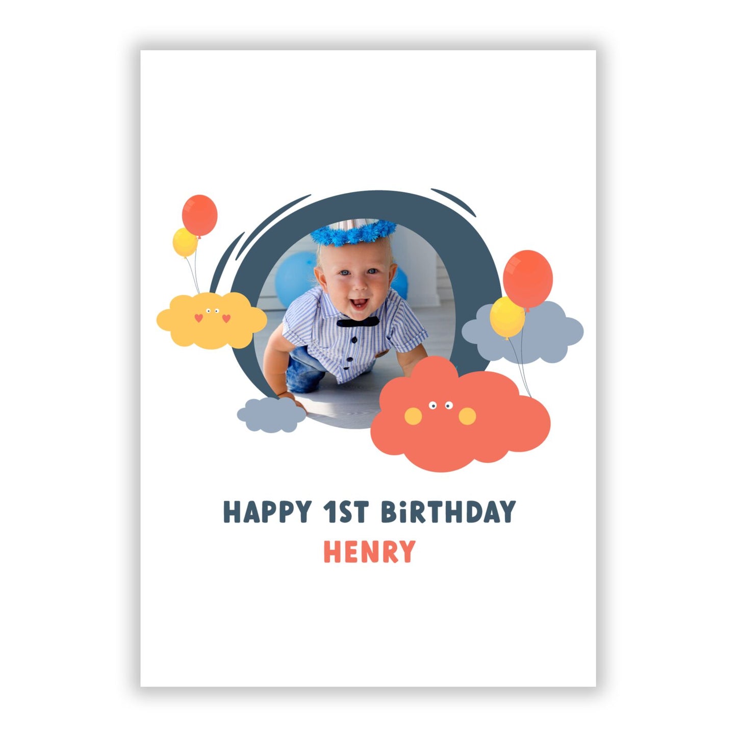 Personalised Any Age Birthday Clouds A5 Flat Greetings Card