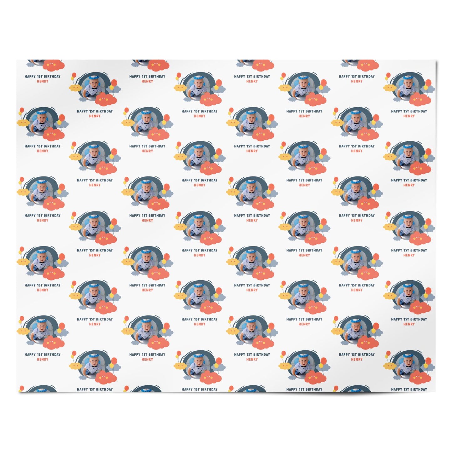 Personalised Any Age Birthday Clouds Personalised Wrapping Paper Alternative