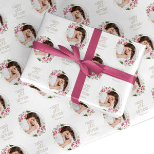Personalised Any Age Mum's Birthday Photo Wrapping Paper