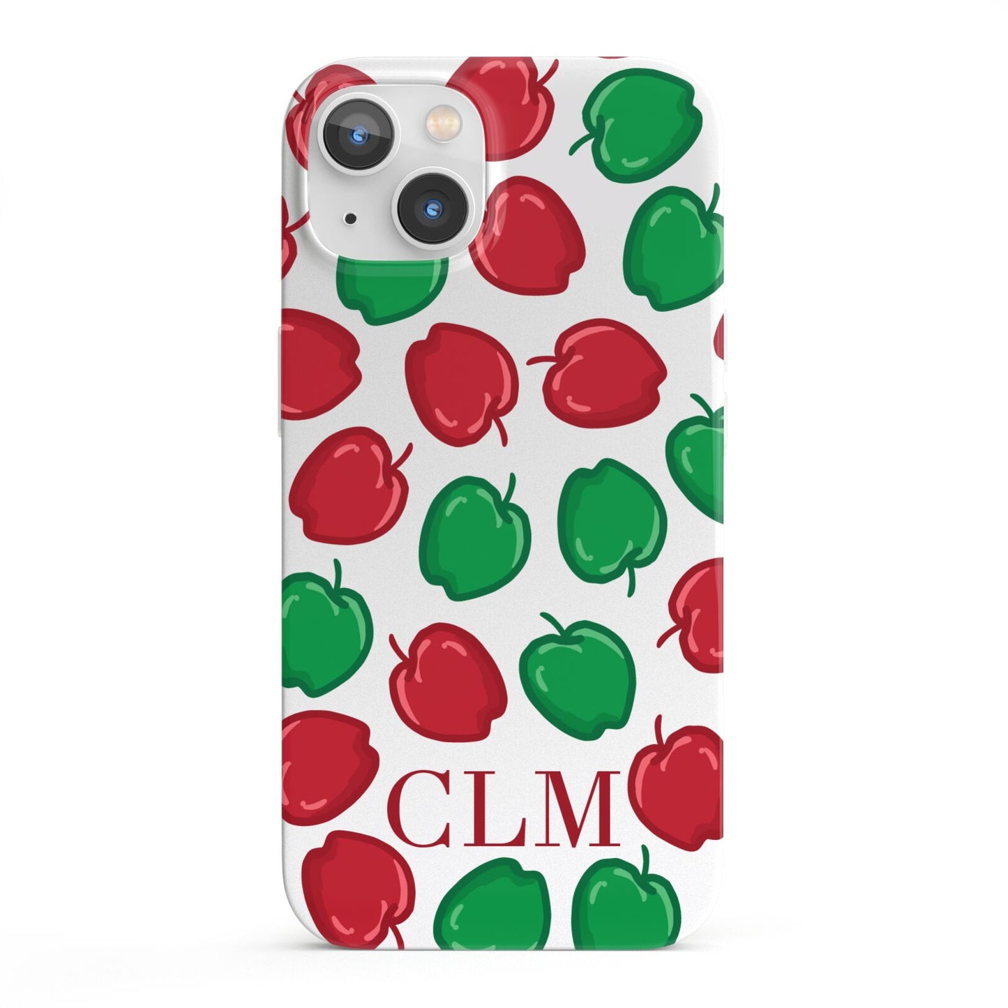 Personalised Apples Initials Clear iPhone 13 Full Wrap 3D Snap Case