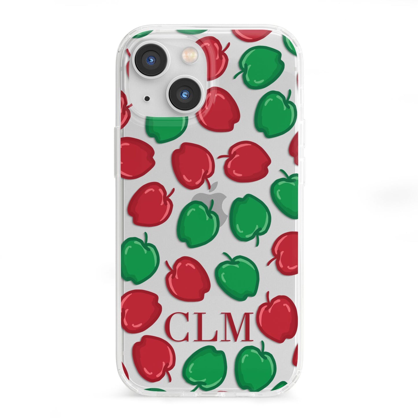 Personalised Apples Initials Clear iPhone 13 Mini Clear Bumper Case