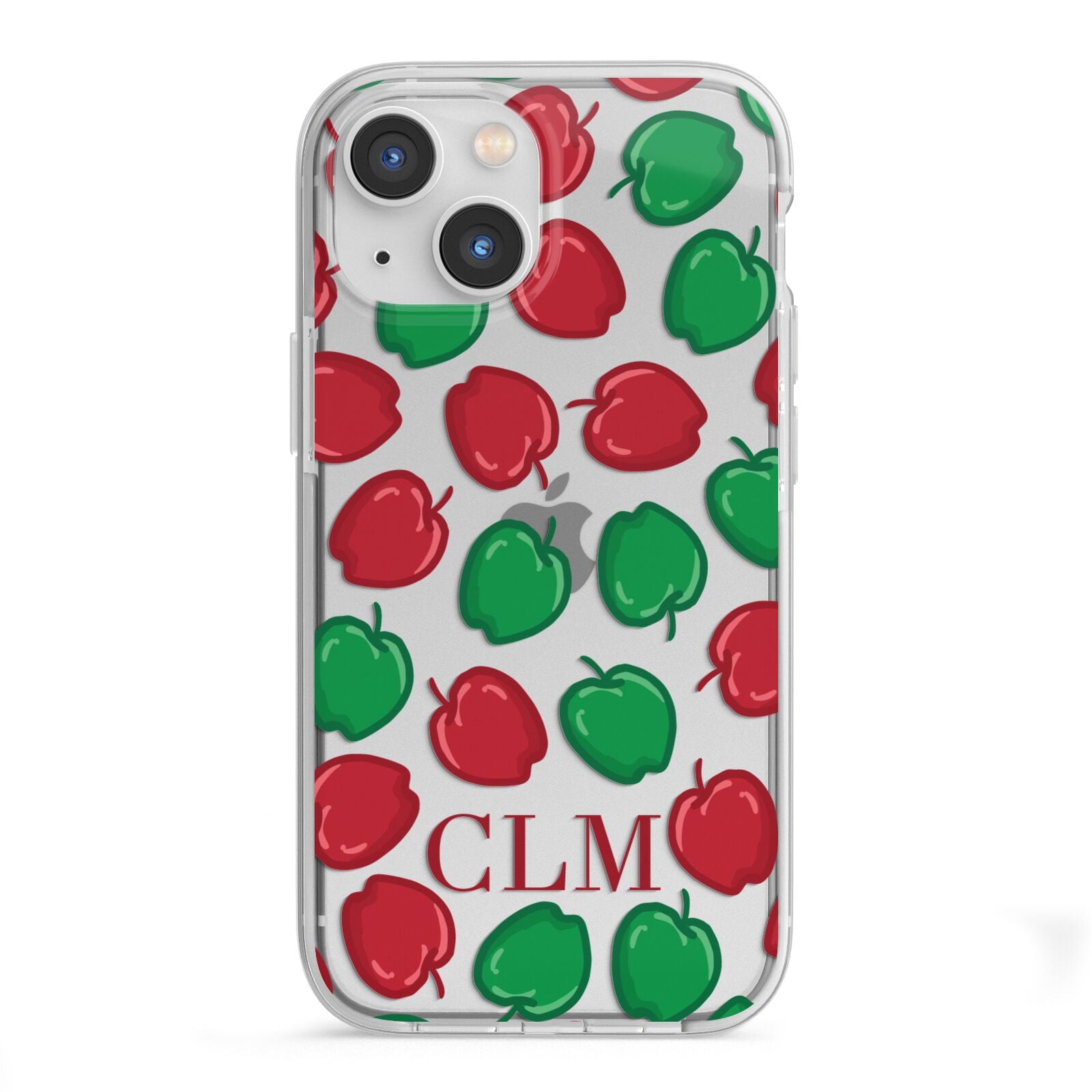 Personalised Apples Initials Clear iPhone 13 Mini TPU Impact Case with White Edges