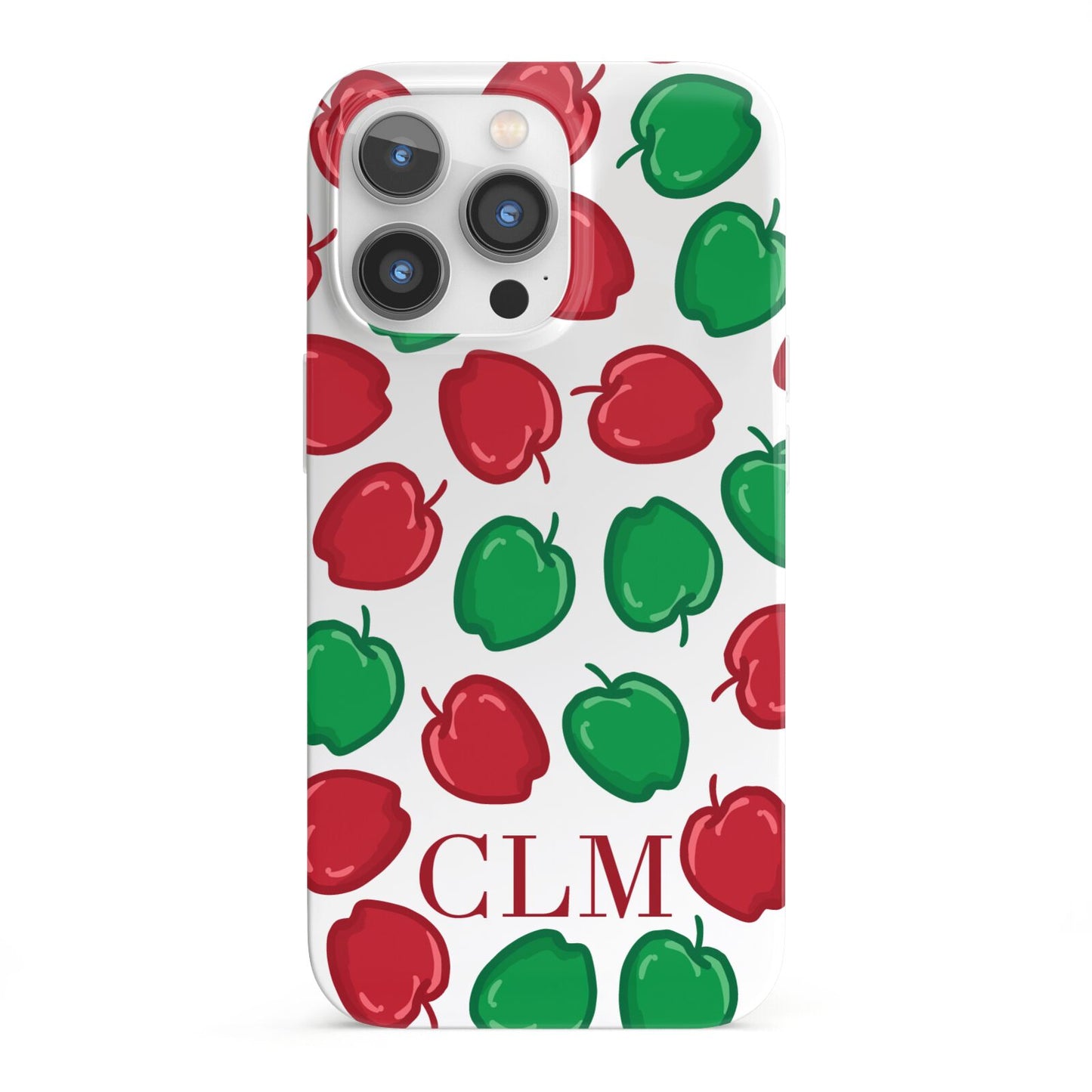 Personalised Apples Initials Clear iPhone 13 Pro Full Wrap 3D Snap Case