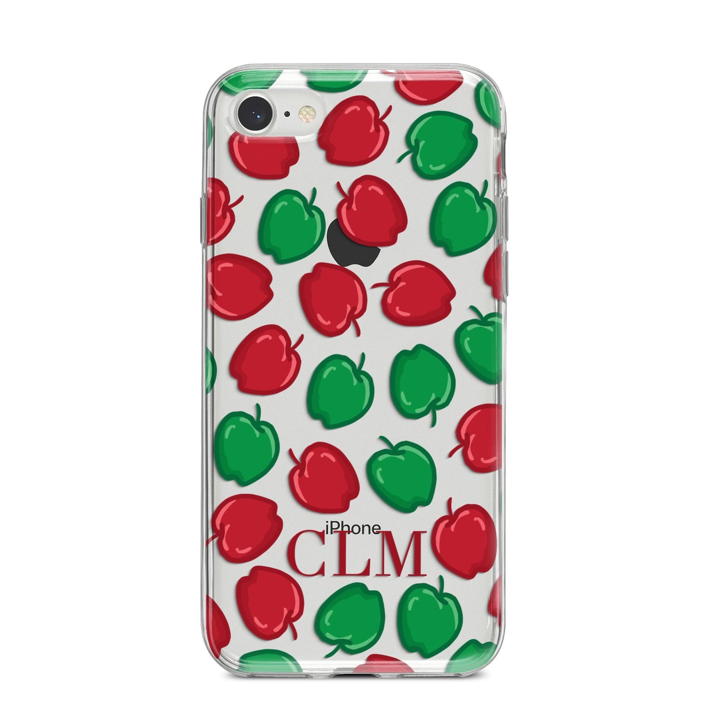 Personalised Apples Initials Clear iPhone 8 Bumper Case on Silver iPhone
