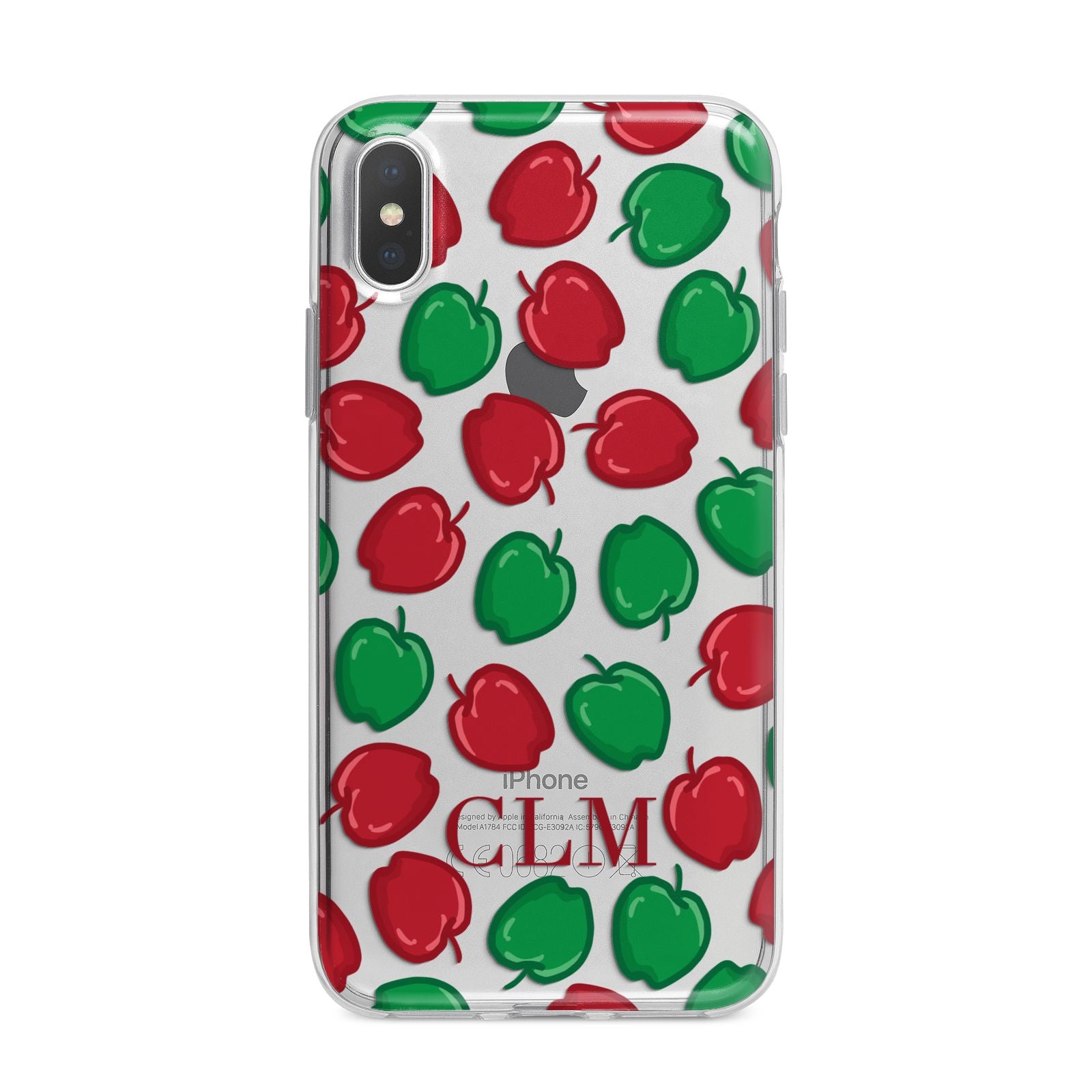 Personalised Apples Initials Clear iPhone X Bumper Case on Silver iPhone Alternative Image 1