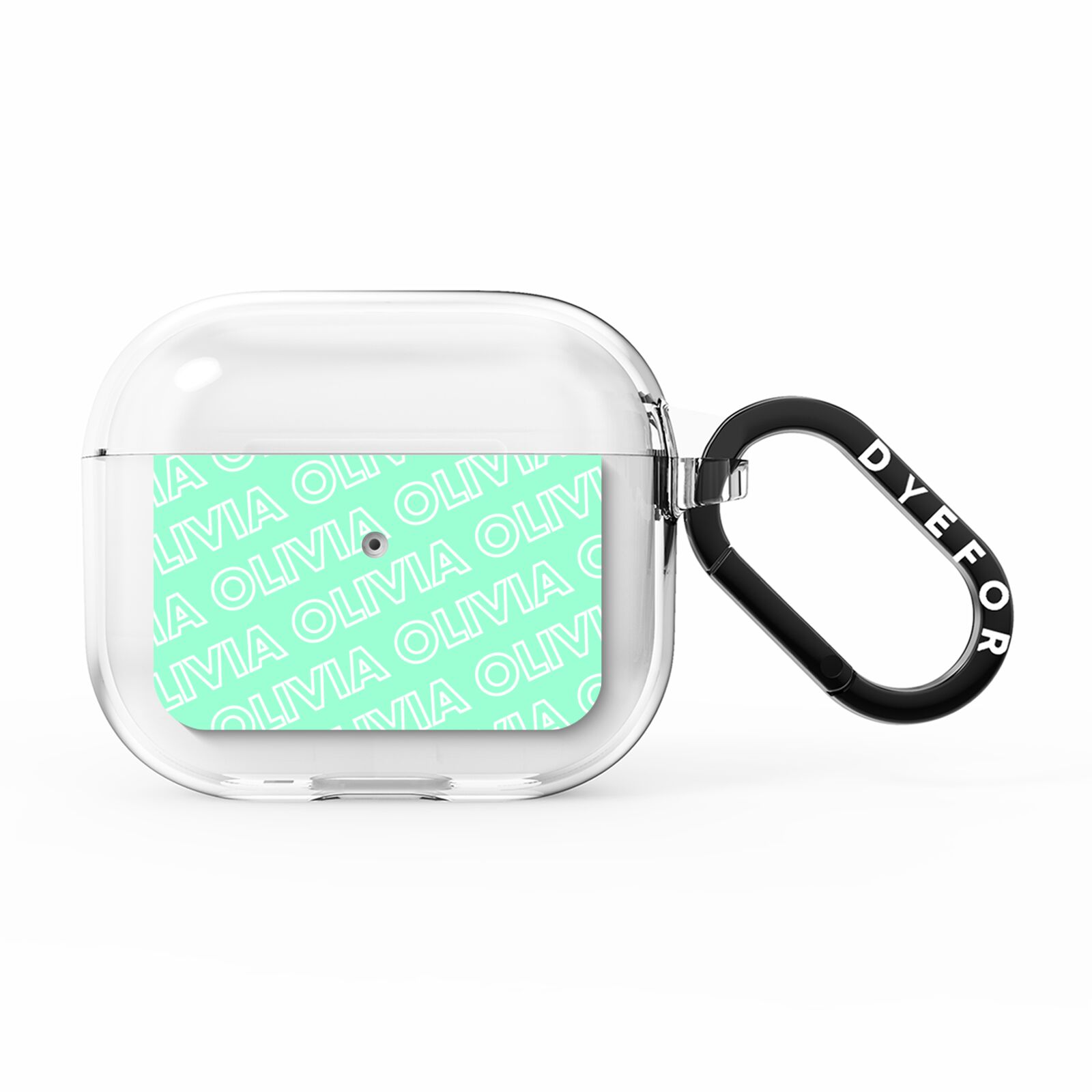 Personalised Aqua Diagonal Name AirPods Clear Case 3rd Gen