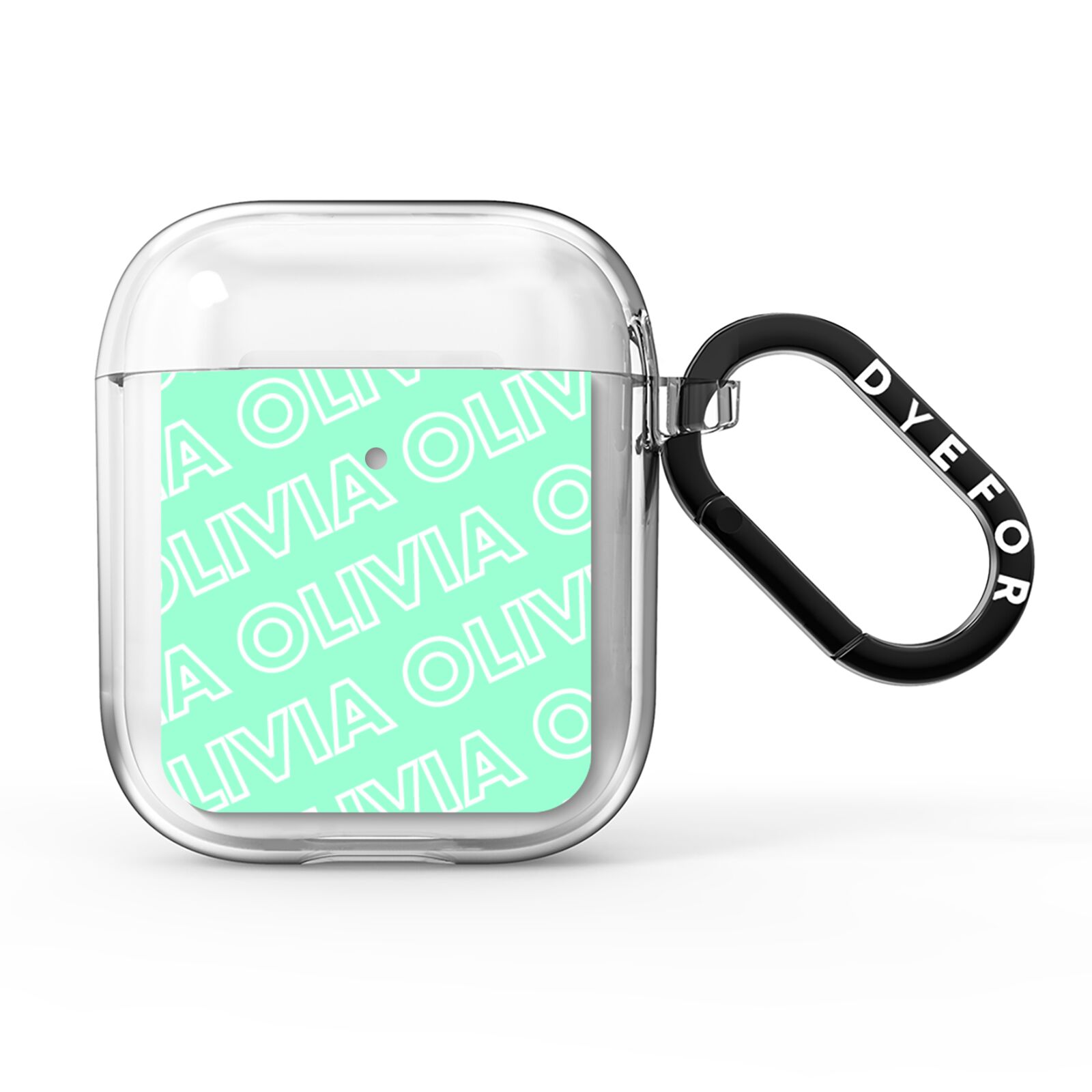 Personalised Aqua Diagonal Name AirPods Clear Case
