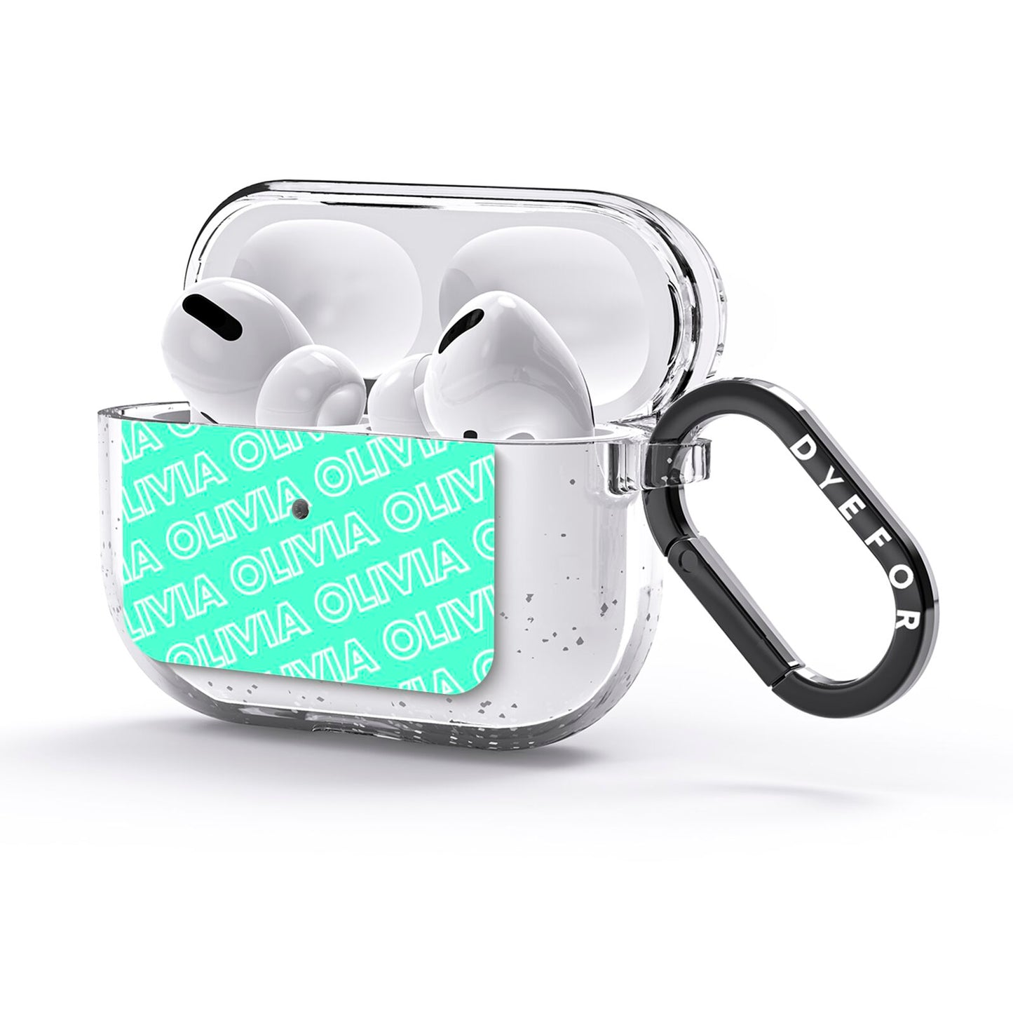 Personalised Aqua Diagonal Name AirPods Glitter Case 3rd Gen Side Image