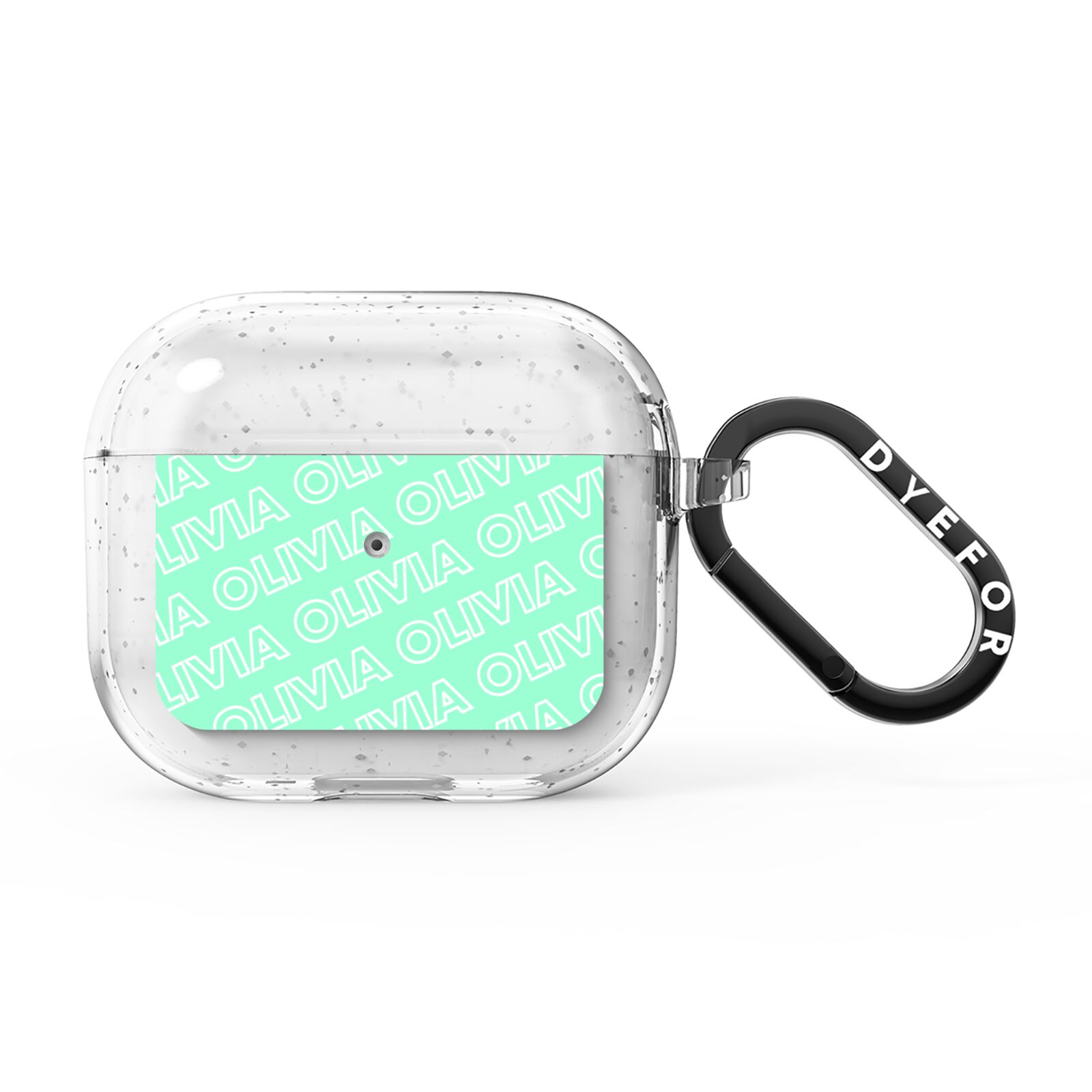 Personalised Aqua Diagonal Name AirPods Glitter Case 3rd Gen