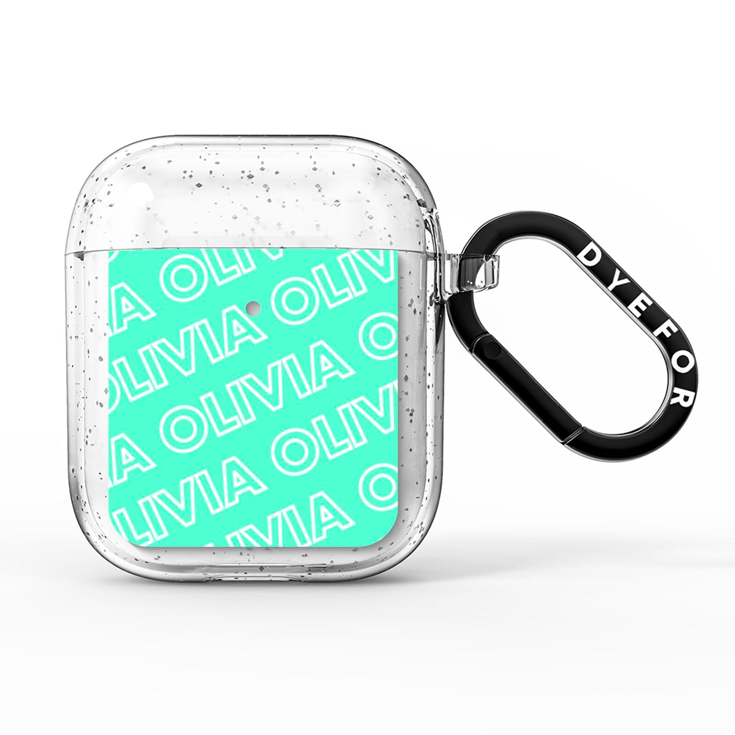 Personalised Aqua Diagonal Name AirPods Glitter Case