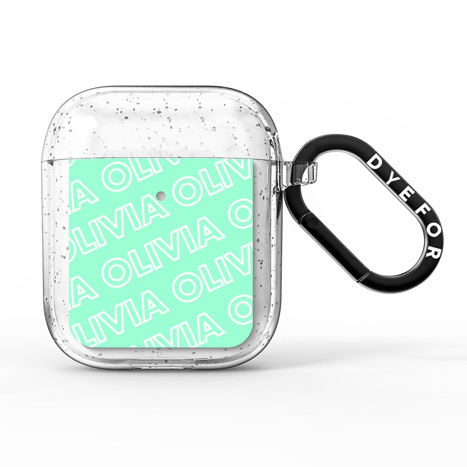 Personalised Aqua Diagonal Name AirPods Glitter Case