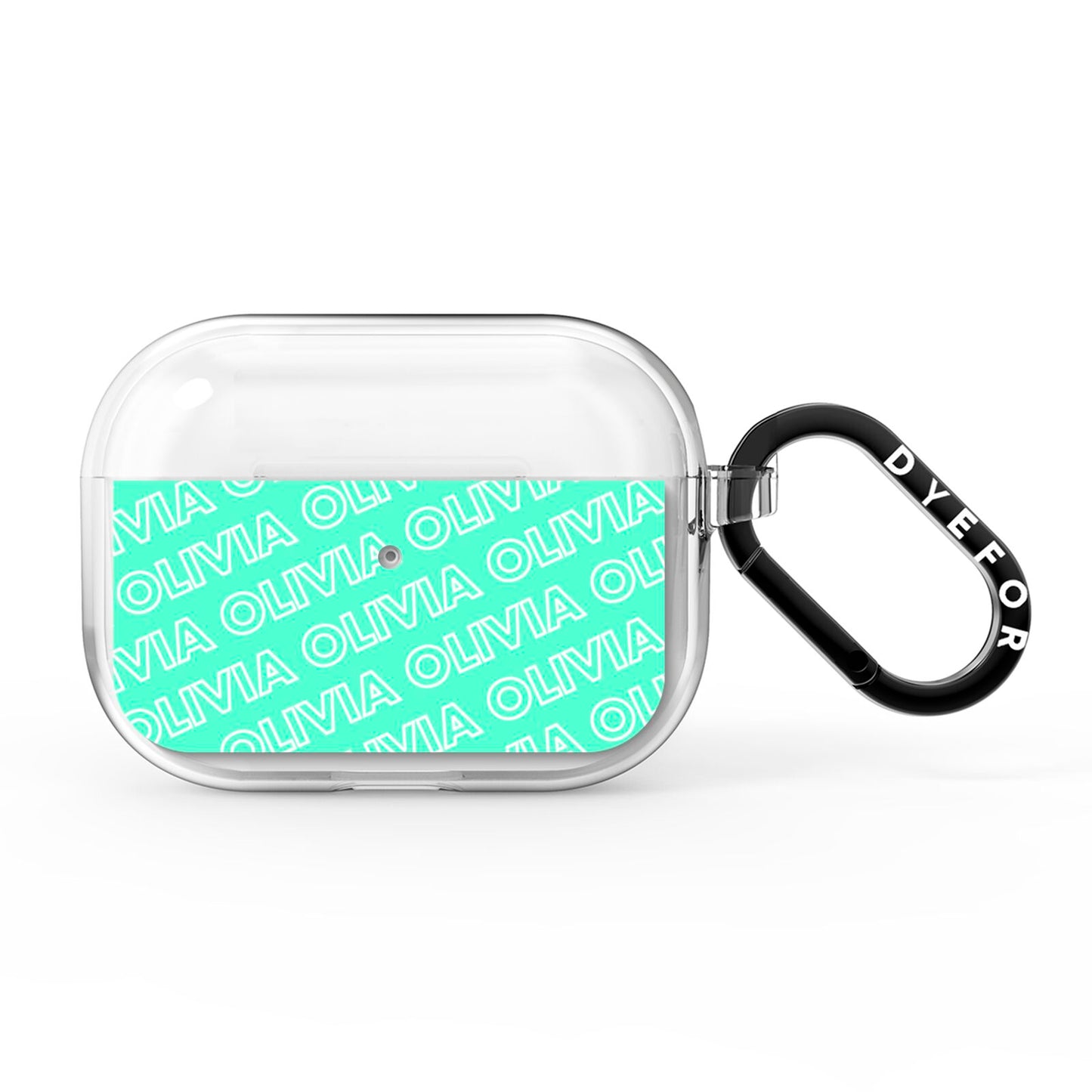 Personalised Aqua Diagonal Name AirPods Pro Clear Case