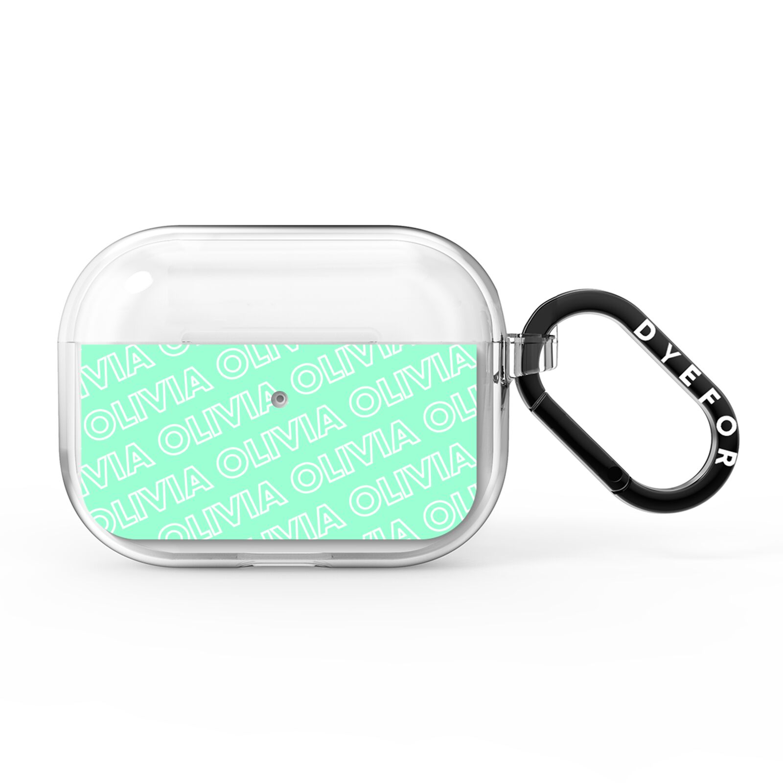 Personalised Aqua Diagonal Name AirPods Pro Clear Case