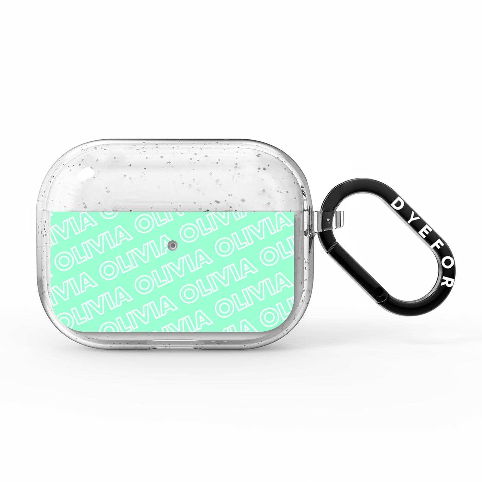 Personalised Aqua Diagonal Name AirPods Pro Glitter Case