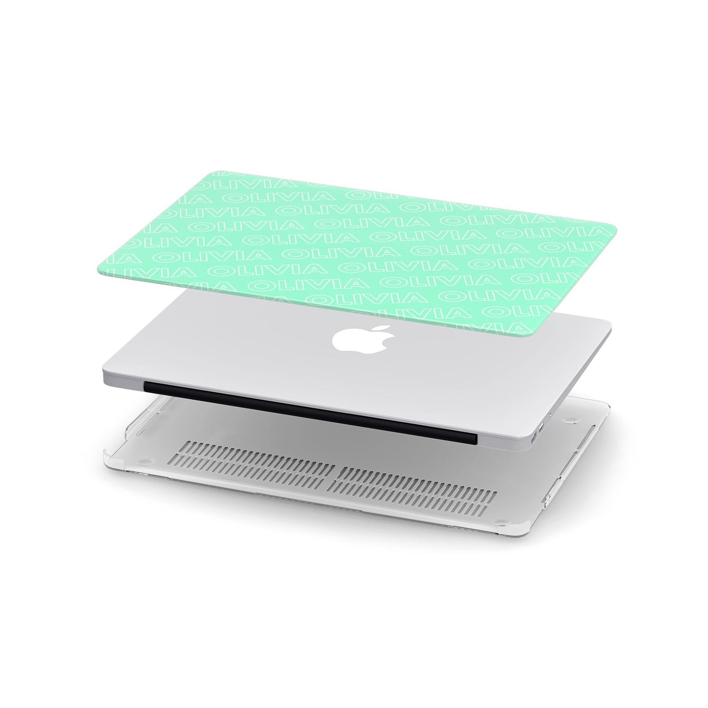Personalised Aqua Diagonal Name Apple MacBook Case in Detail